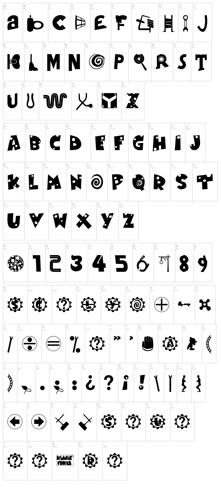 Mouse Trap! font map